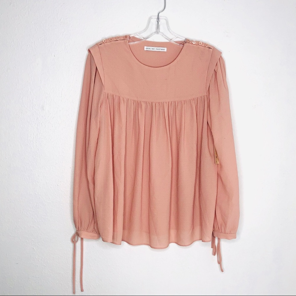 English Factory Blush Baby Doll Long Sleeve Top M